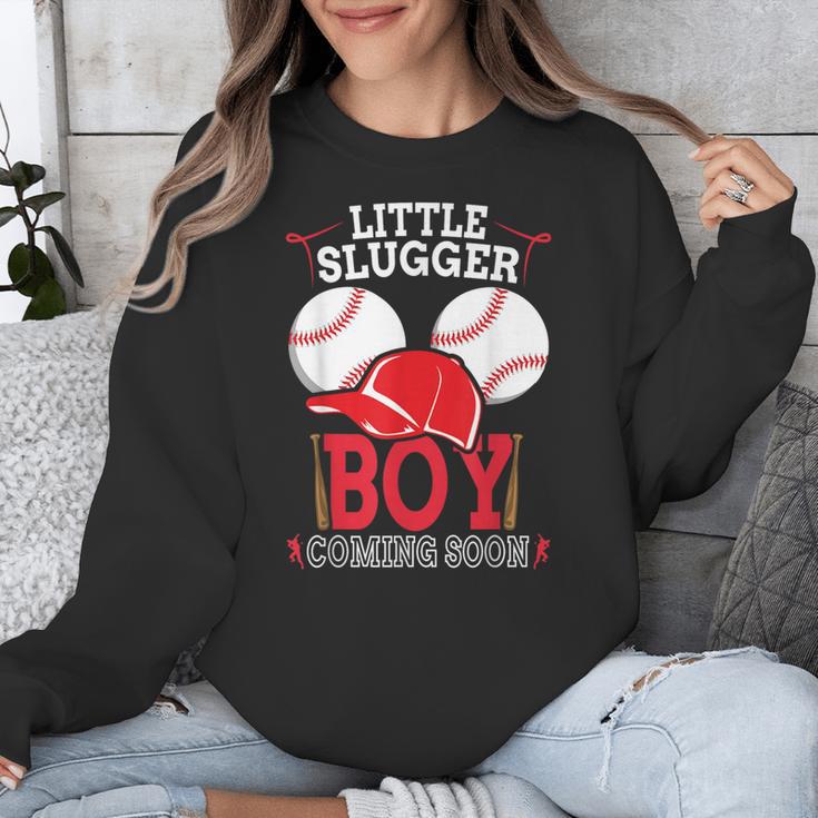 Little Slugger Boy Coming Soon Baby Announcement Baseball Unisex Sweatshirt Little Slugger Boy Coming Soon Baby Announcement Baseball Unisex Sweatshirt