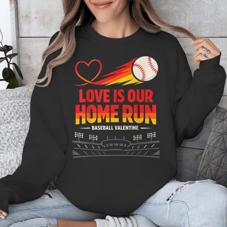 Love Is Our Home Run Baseball Valentine Couple Unisex Sweatshirt