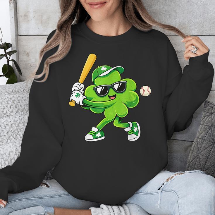 Lucky Shamrock Playing Baseball St Patrick's Kids Boys Unisex Sweatshirt Lucky Shamrock Playing Baseball St Patrick's Kids Boys Unisex Sweatshirt