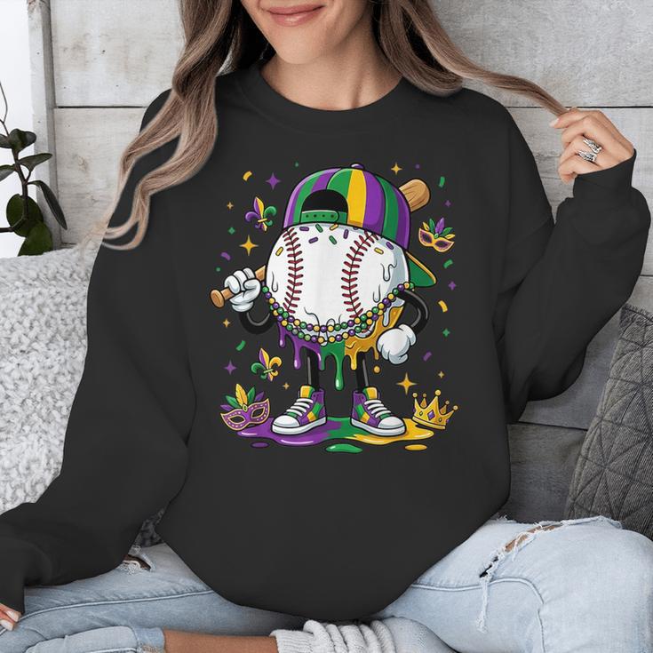 Mardi Gras Ice Cream Drip Baseball Carnival Party Mask Boys Unisex Sweatshirt
