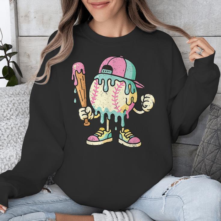 Melted Ice-Cream Baseball Mascot Pastel Pop Unisex Sweatshirt