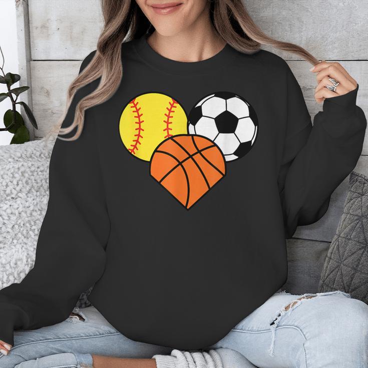 Mom Sports Heart Soccer Basketball Baseball Softball Unisex Sweatshirt Mom Sports Heart Soccer Basketball Baseball Softball Unisex Sweatshirt