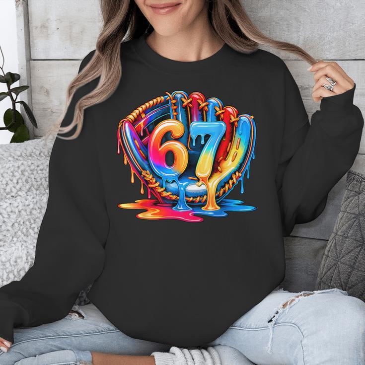Number 67 Baseball Glove Ice Cream Drip Six Seven Meme Unisex Sweatshirt Number 67 Baseball Glove Ice Cream Drip Six Seven Meme Unisex Sweatshirt