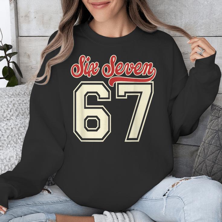Number 67 Meme Six Seven Baseball Style Kids Boy Teen Unisex Sweatshirt