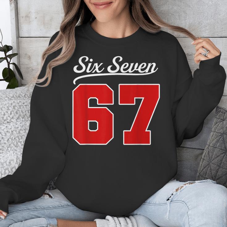 Number 67 Numbered Six Seven Baseball Jersey Style Team 67 Unisex Sweatshirt