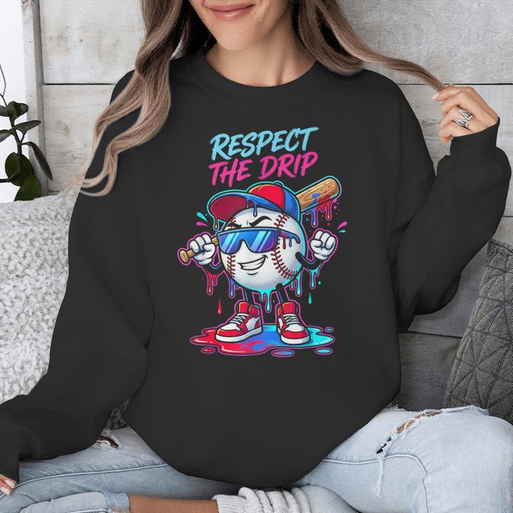 Respect The Drip Baseball Bat Sunglasses Mascot Unisex Sweatshirt