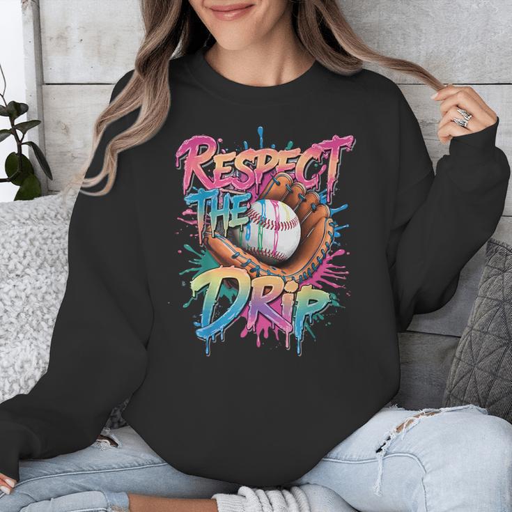 Respect The Drip Baseball Drip Glove Youth Boys Girls Player Unisex Sweatshirt