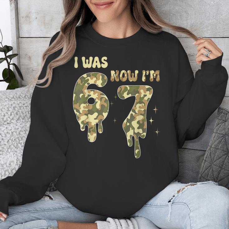 Retro I Was 6 Now I'm 7 Camo 67 Ice Cream Drip Baseball Unisex Sweatshirt