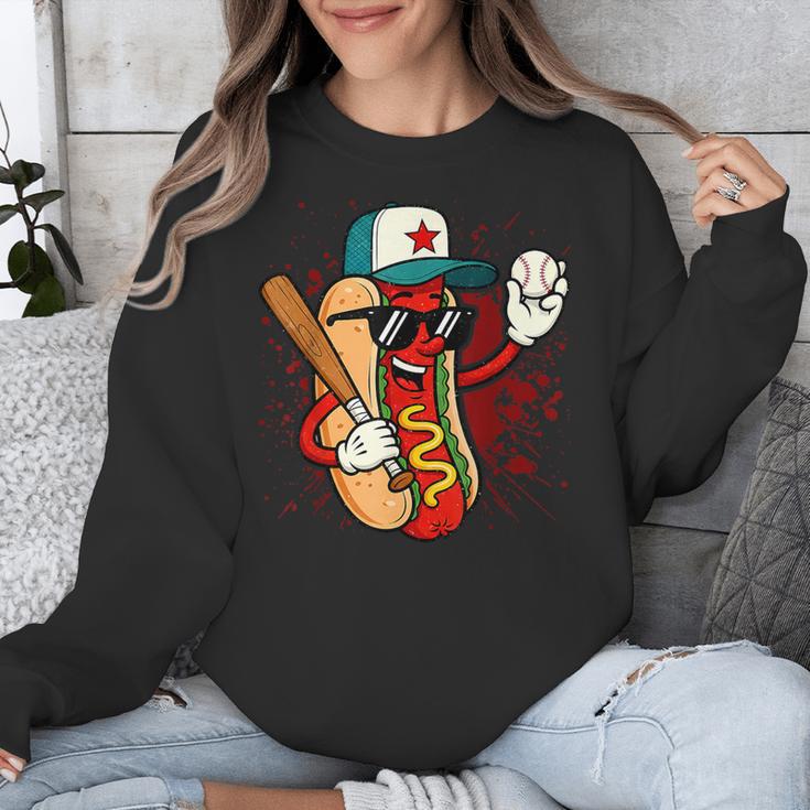 Retro Vintage Baseball Hot Dogs Unisex Sweatshirt