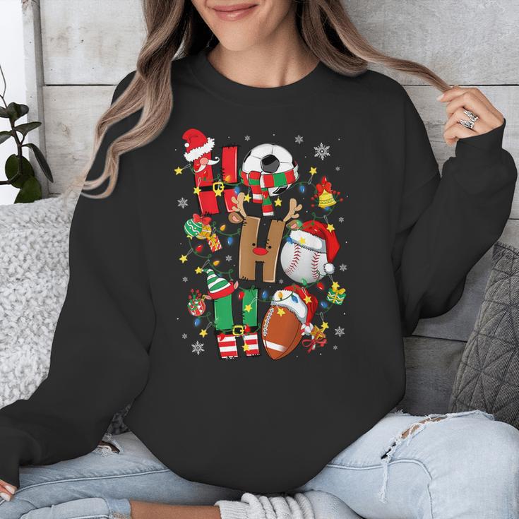 Santa Baseball Football Soccer Pajamas Ho Ho Christmas Xmas Unisex Sweatshirt Santa Baseball Football Soccer Pajamas Ho Ho Christmas Xmas Unisex Sweatshirt