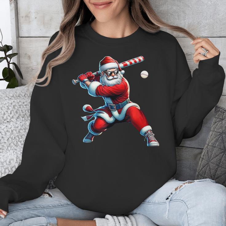 Santa Playing Baseball Men Boys Christmas Baseball Player Unisex Sweatshirt Santa Playing Baseball Men Boys Christmas Baseball Player Unisex Sweatshirt