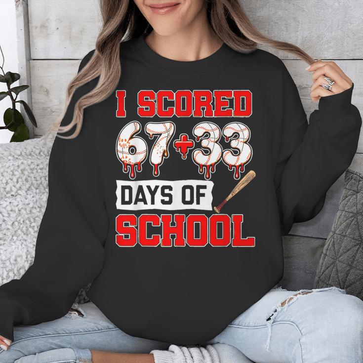 I Scored 6733 100th Days Of School Baseball Six Seven Meme Unisex Sweatshirt