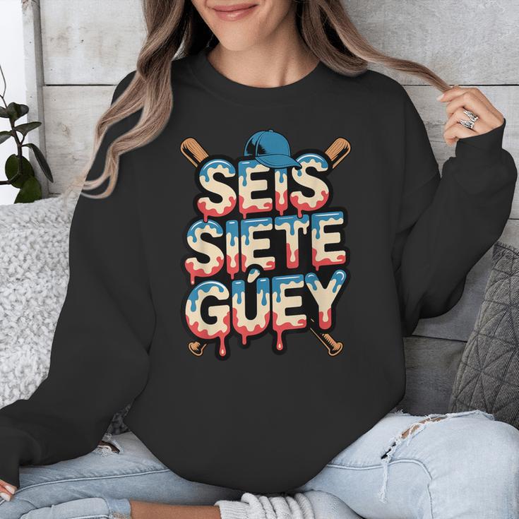 SEIS Siete Guey Baseball Drip Mexico Spanish 67 Slang Boys Unisex Sweatshirt