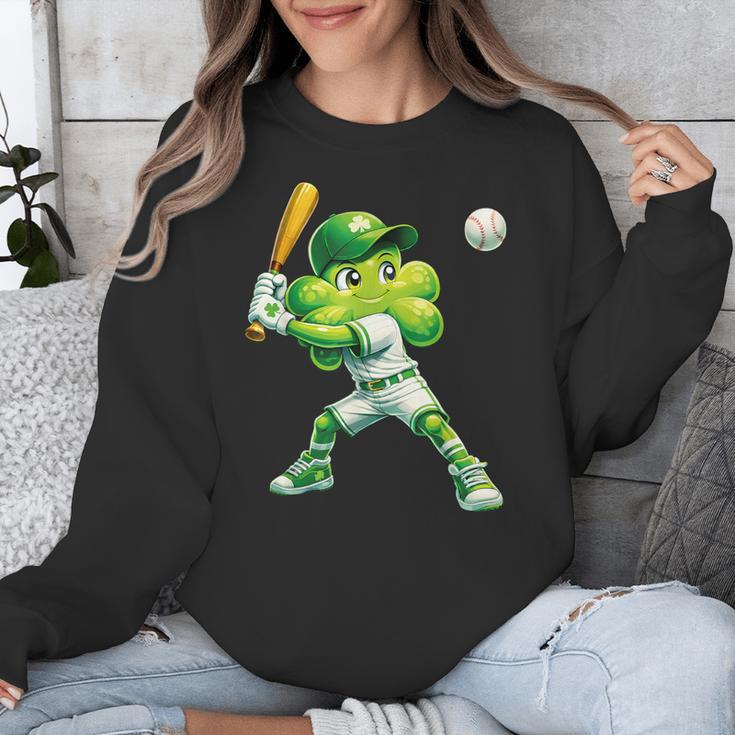 Shamrock Playing Baseball St Patricks Day Men Boys Kid Unisex Sweatshirt