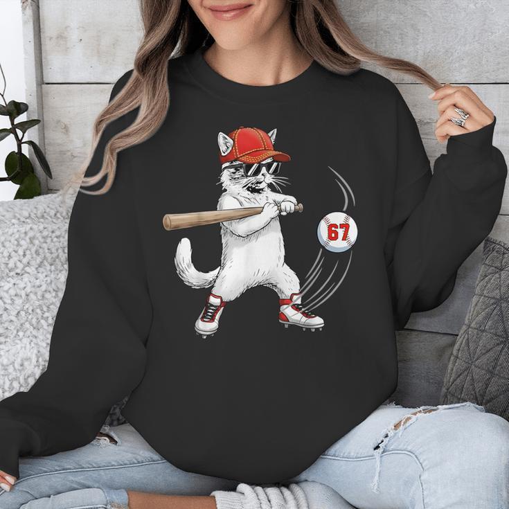 Six Seven 67 Baseball Cat Birthday Men Kids Boys Unisex Sweatshirt Six Seven 67 Baseball Cat Birthday Men Kids Boys Unisex Sweatshirt