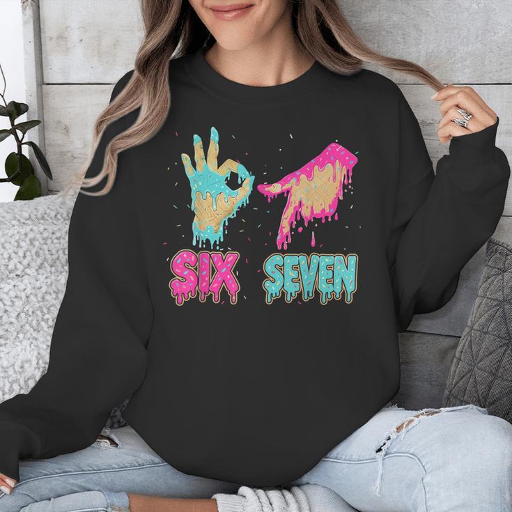 Six Seven 67 Meme Ice Cream Drip Baseball For Boy Kids Unisex Sweatshirt Six Seven 67 Meme Ice Cream Drip Baseball For Boy Kids Unisex Sweatshirt