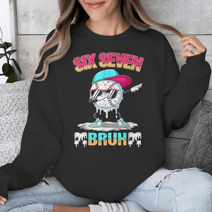 Six Seven 67 Meme Ice Cream Drip Baseball Dabbing Boy Kids Unisex Sweatshirt