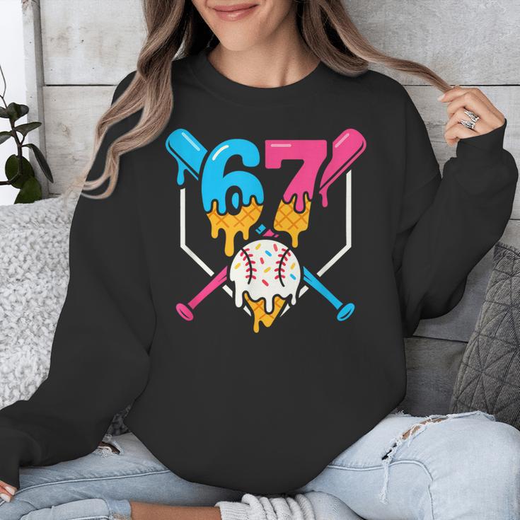 Six Seven Baseball Ice Cream Drip Cool 67 Gen Alpha Slang Unisex Sweatshirt Six Seven Baseball Ice Cream Drip Cool 67 Gen Alpha Slang Unisex Sweatshirt