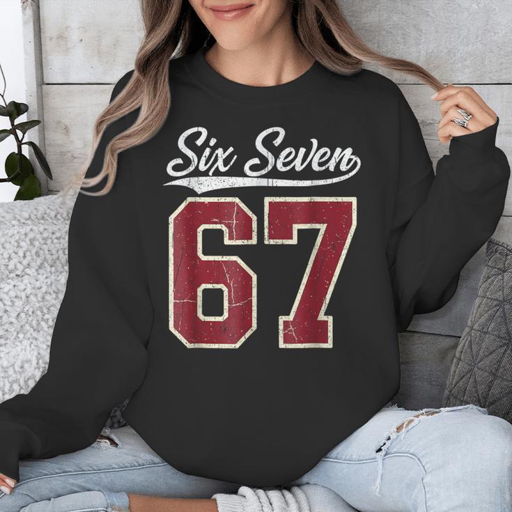 Six Seven Meme Boys Girls Kids 67 Baseball Jersey Unisex Sweatshirt
