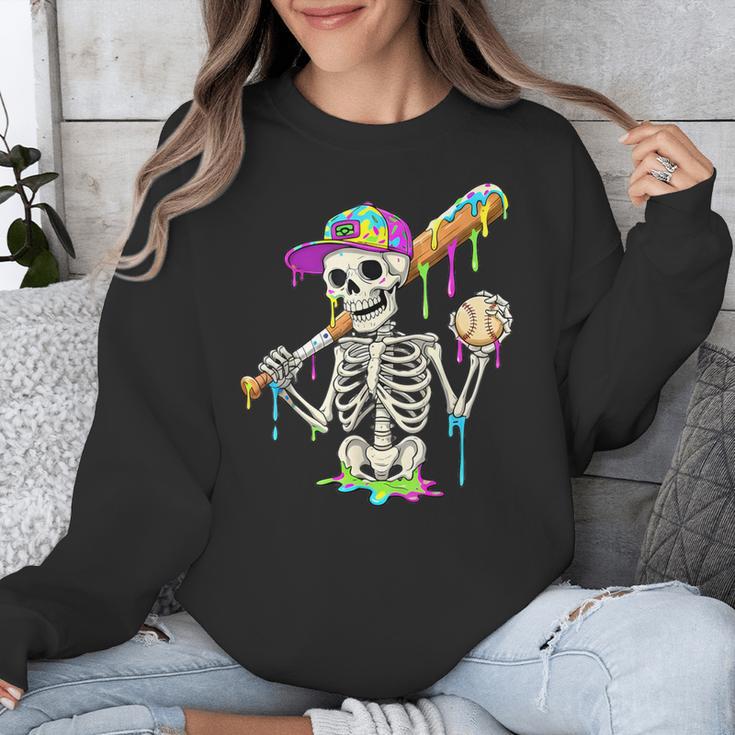 Skeleton Baseball Drip Boys Ice Cream Drip Youth Baseball Unisex Sweatshirt