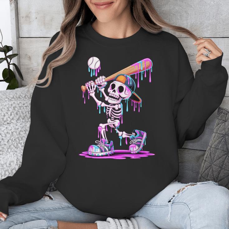 Skeleton Baseball Drip Boys Youth Kids Halloween Unisex Sweatshirt Skeleton Baseball Drip Boys Youth Kids Halloween Unisex Sweatshirt