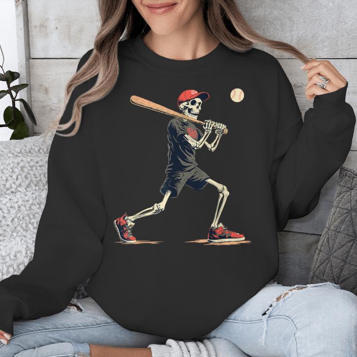 Skeleton Baseball Halloween Costume Men Boys Kids Unisex Sweatshirt