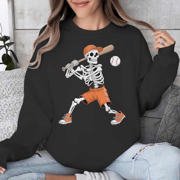 Skeleton Batting Baseball Halloween Unisex Sweatshirt Skeleton Batting Baseball Halloween Unisex Sweatshirt