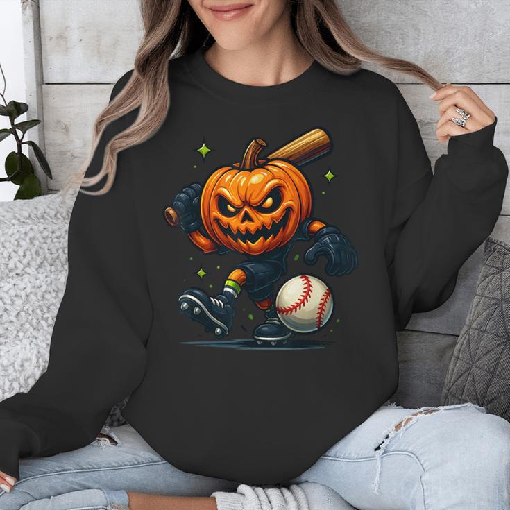 Spooky Halloween Scary Pumpkin Baseball Player Witchy Vibes Unisex Sweatshirt Spooky Halloween Scary Pumpkin Baseball Player Witchy Vibes Unisex Sweatshirt