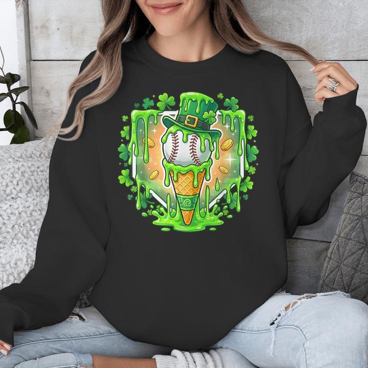 St Patrick Day Baseball Drip Ice Cream Baseball Home Plate Unisex Sweatshirt St Patrick Day Baseball Drip Ice Cream Baseball Home Plate Unisex Sweatshirt