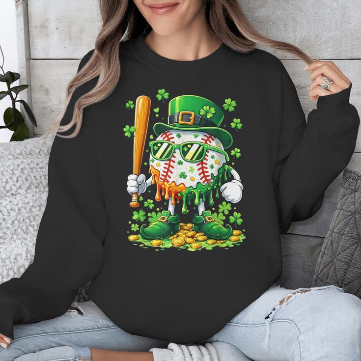 St Patricks Day Baseball Ice Cream Baseball Player Cartoon Unisex Sweatshirt