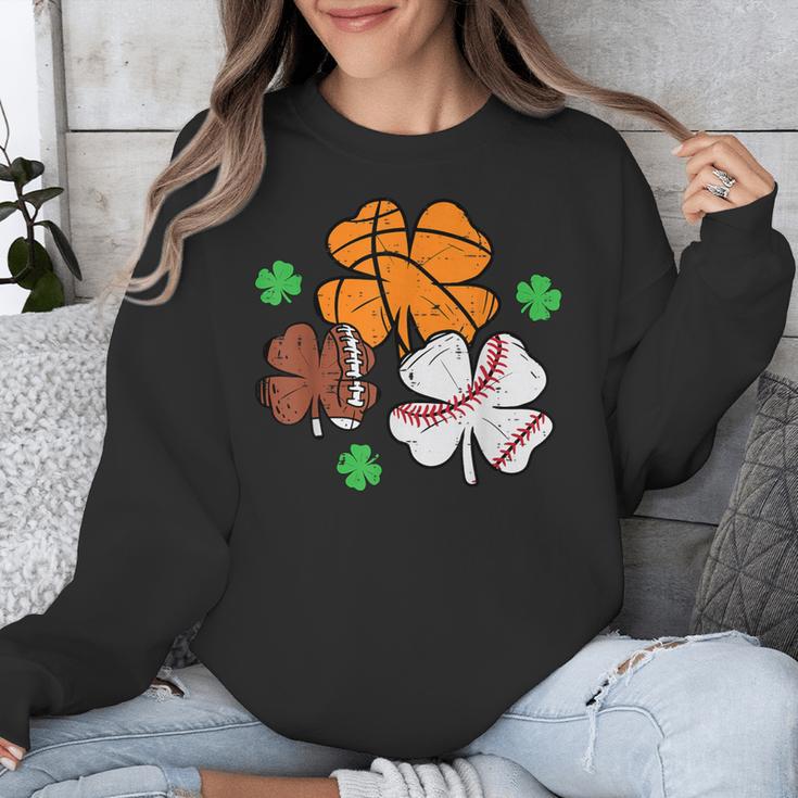 St Patricks Day Shamrock Basketball Baseball Men Boys Kids Unisex Sweatshirt