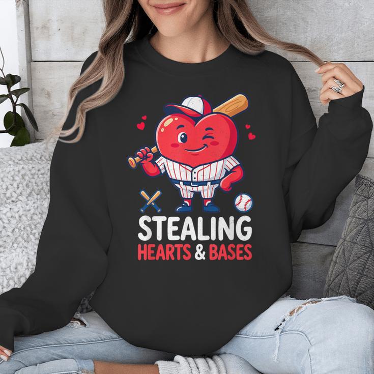 Stealing Hearts And Bases Baseball Player Valentine's Day Unisex Sweatshirt Stealing Hearts And Bases Baseball Player Valentine's Day Unisex Sweatshirt