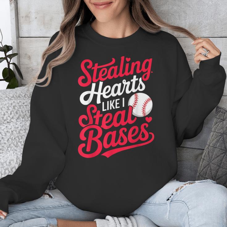 Stealing Hearts Like I Steal Bases Cute Baseball Boys Unisex Sweatshirt