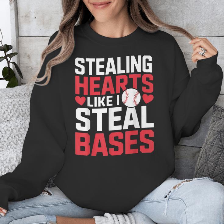 Stealing Hearts Like I Steal Bases Cute Baseball Kids Unisex Sweatshirt Stealing Hearts Like I Steal Bases Cute Baseball Kids Unisex Sweatshirt