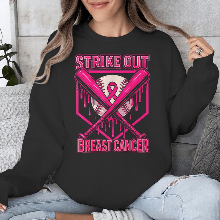 Strike Out Breast Cancer Baseball Ice Cream Drip Unisex Sweatshirt