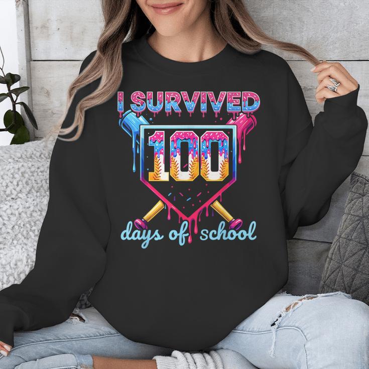 I Survived 100 Days Of School Baseball Boys Students Unisex Sweatshirt I Survived 100 Days Of School Baseball Boys Students Unisex Sweatshirt