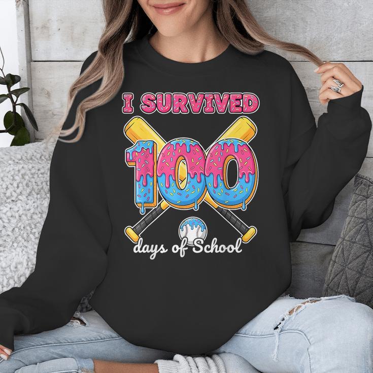 I Survived 100 Days Of School Baseball Cream Drip Boys Unisex Sweatshirt I Survived 100 Days Of School Baseball Cream Drip Boys Unisex Sweatshirt