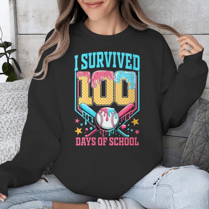 I Survived 100 Days Of School Baseball Drip Students Teacher Unisex Sweatshirt I Survived 100 Days Of School Baseball Drip Students Teacher Unisex Sweatshirt
