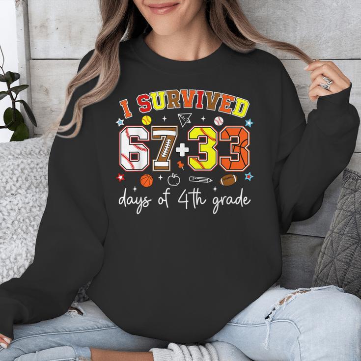 I Survived 6733 Days Of 4th Grade Baseball Football 100 Day Unisex Sweatshirt I Survived 6733 Days Of 4th Grade Baseball Football 100 Day Unisex Sweatshirt