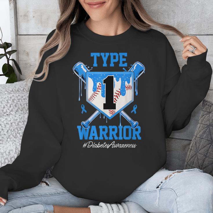T1D Warrior Baseball Drip Diabetes Awareness Blue Ribbon Unisex Sweatshirt T1D Warrior Baseball Drip Diabetes Awareness Blue Ribbon Unisex Sweatshirt
