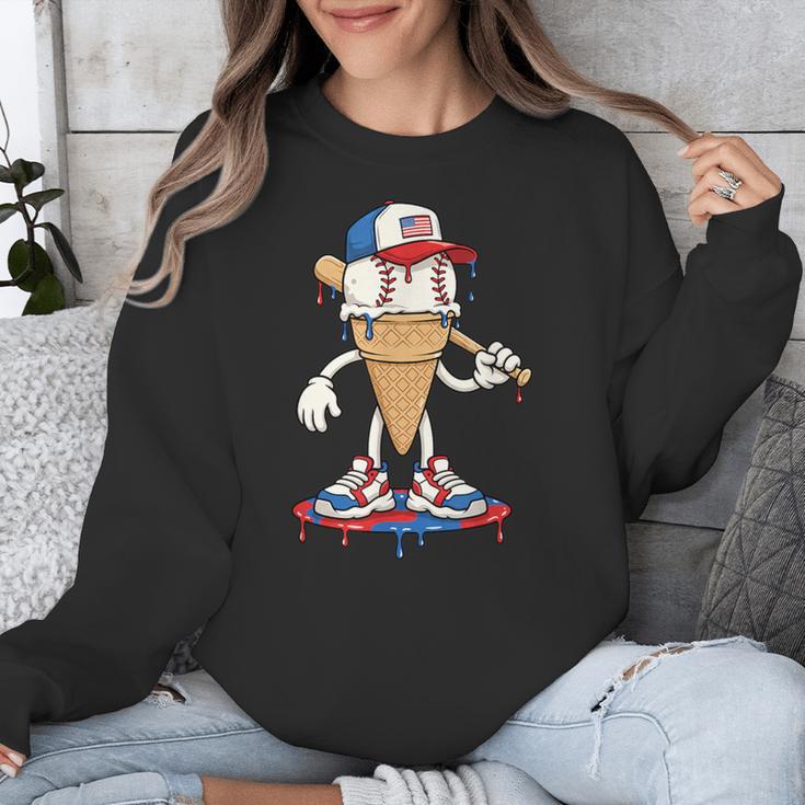 USA Patriotic Baseball Ice Cream Cone Freedom Unisex Sweatshirt USA Patriotic Baseball Ice Cream Cone Freedom Unisex Sweatshirt