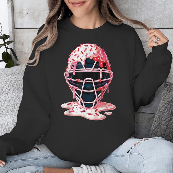 Valentine Baseball Catcher Mask Ice Cream Drip Tee For Boys Unisex Sweatshirt Valentine Baseball Catcher Mask Ice Cream Drip Tee For Boys Unisex Sweatshirt