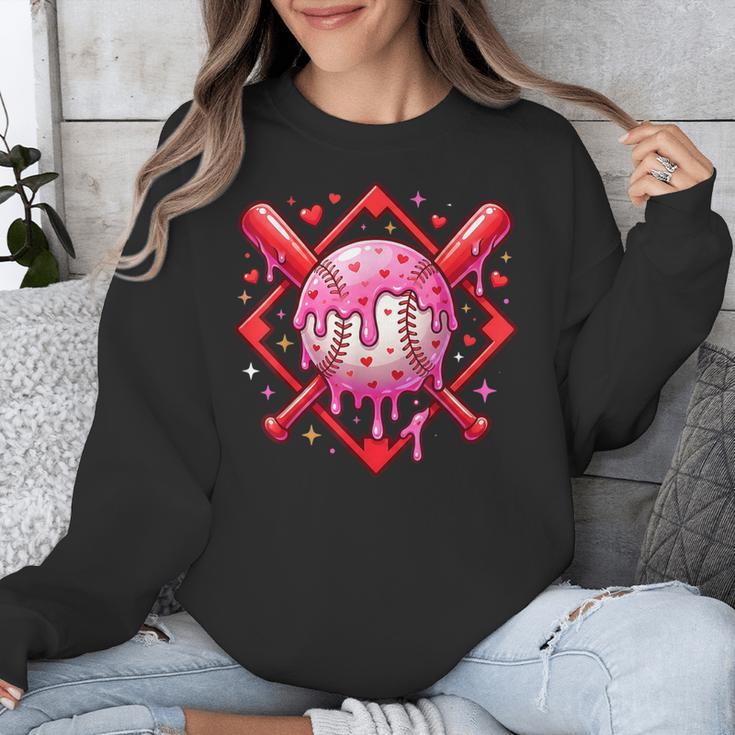 Valentines Day Baseball Boys Ice Cream Drip Heart Youth Kids Unisex Sweatshirt