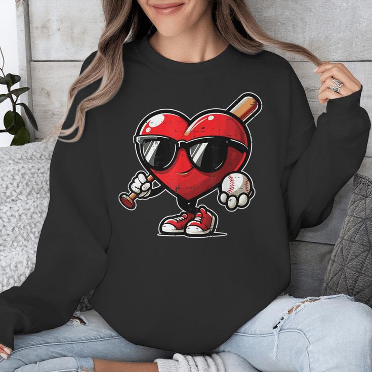 Valentines Day Baseball Heart Bat Sunglasses Men Boys Kids Unisex Sweatshirt