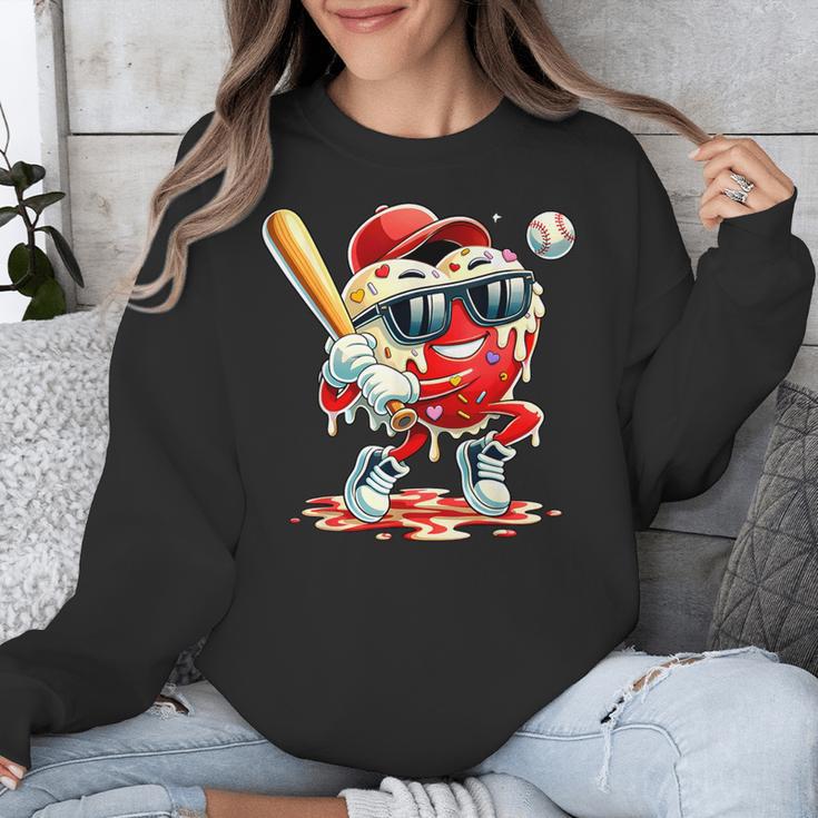 Valentines Day Heart Baseball Drip Ice Cream Boys Kids Men Unisex Sweatshirt
