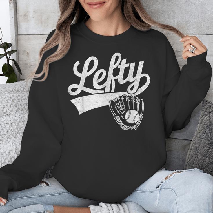 Vintage Baseball Tee Lefty Left Handed Baseball Player Unisex Sweatshirt