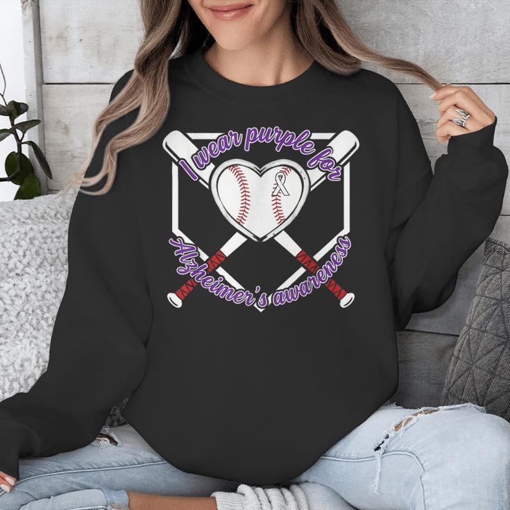 I Wear Purple For Alzheimers Awareness Baseball Heart Ribbon Unisex Sweatshirt I Wear Purple For Alzheimers Awareness Baseball Heart Ribbon Unisex Sweatshirt