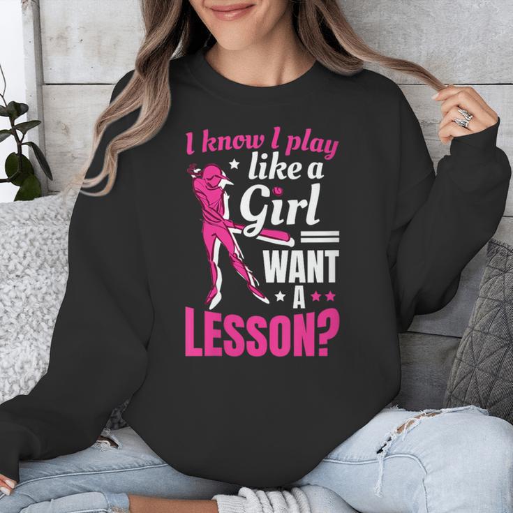 Women's Play Like A Girl Softball Baseball Girls Unisex Sweatshirt Women's Play Like A Girl Softball Baseball Girls Unisex Sweatshirt