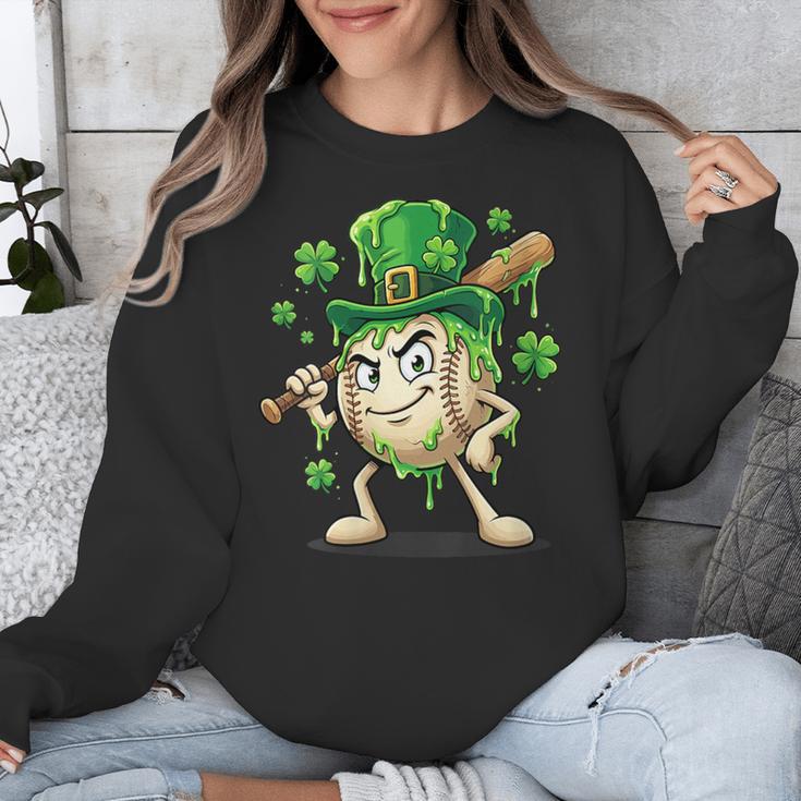 Women's St Patricks Day Baseball Leprechaun Shamrock Player Boys Kid Unisex Sweatshirt