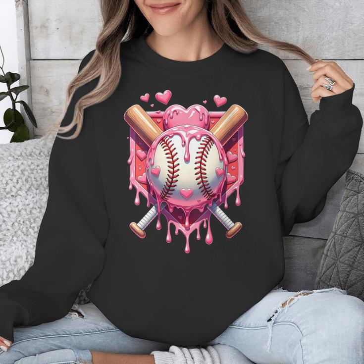 Women's Valentines Day Baseball Boys Ice Cream Drip Heart Youth Kids Unisex Sweatshirt Women's Valentines Day Baseball Boys Ice Cream Drip Heart Youth Kids Unisex Sweatshirt